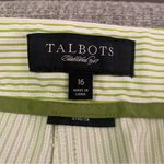 Talbots  Green and White Striped Cuffed and Cropped Pants Size 16 Like New Photo 4