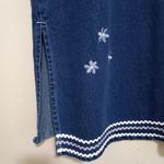 Amilano Collection M Cottagecore Denim Jumper Embroidered Dress Blue Size M Photo 2