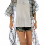 ‎Lightweight Chiffon Plaid Kimono Blue Photo 0