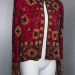 Adrianna Papell Vintage Evening Beaded Red Formal Long Sleeve Cardigan Medium Photo 4