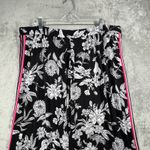 Susan Graver  Floral Print Crop Wide Leg Pants Womens XLP Black White Pink Stripe Photo 4