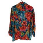 Vtg Dana Cote D'Azeur Silk Blouse Womens Size 40 Blue Floral Button Up France Photo 1