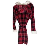 Roudelain Women's Small Hooded Plaid Fleece Robe‎ Multicolor Comfy Lounge Red Photo 1