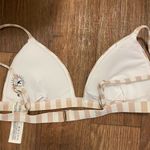 Hollister Womens Bikini Top Only Swim Suit S Small Beige White Stripes Photo 4