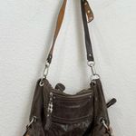 Vintage B. MAKOWSKY Two Tone Brown Genuine Leather Slouchy Satchel Crossbody Photo 5