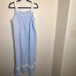 Eileen West Blue and White Striped Dress Size L Photo 1