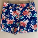Lands' End Lands'Ends Cotton Mid Rise Shorts Mid Feminine Blue Peach Floral Size 6 Petite Photo 0