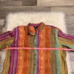IOS linen shirt or jacket button front multi color M Purple Size M Photo 3