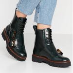 Scotch & Soda Maison Olivine Leather Brogue Boot Army Green Moto Combat Photo 0