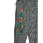 Judith March Judith‎ March Women's Pants Flare Pull On Striped Embroidered Floral Medium NWT Photo 8