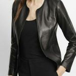 Vince Lamb Leather Zip Collarless Jacket Mix Knit Sleeve Womens Size 2 Photo 1