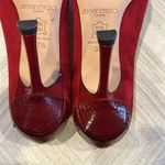 Jimmy Choo Women’s Red Suede Rocky Peep-Toe Pumps Photo 6