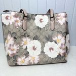Nine West Beige Floral Tote with Pink and White Accents Photo 6