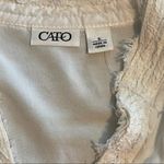 Cato Ivory Lace Ruffle Detail Long Sleeve Collared Button-Up Blouse Size S Photo 3