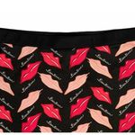 Bisou Bisou Black Pencil Skirt Lips Print Mesh Detail Asymmetrical Bodycon XL Photo 3