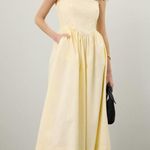 Ronny Kobo Yellow Corset Midi Dress Size 6 Photo 0