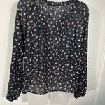 Billabong  Women’s Black Floral Peasant Boho Long Sleeve Top Size Small NWOT Photo 5