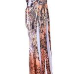 Chesley women's size medium maxi dress peach cream black tie back butterfly Photo 1