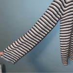 J.Crew  Lambswool and Angora Striped V-Neck Button Neck Sweater Size Large Photo 3