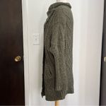 prAna Sweater Womens Small Chunky Turtleneck Cable Knit Olive Green Cardigan Photo 3