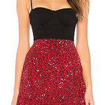 Lovers + Friends Red Sahara Cheetah Print Lena A Line Mini Skirt Size M Ruffle Photo 0