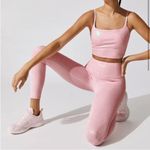 Carbon 38 METALLIC SNAKESKIN CROPPED CAMI TANK TOP SPORTS BRA LIGHT PINK xsmall Photo 2