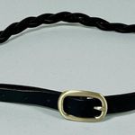 Black Leather Braided Weaved Gold Buckle Adjustable Waist Belt O/S ✨ Photo 0