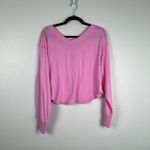 Joy Lab Women's Long Sleeve Boxy Cropped V Neck Tee Pink Sz M NWT Size M Photo 4