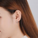 Boutique NEW 18k White‎ Gold Plated Diamond Huggie Hoop Earrings Photo 7