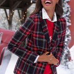 Talbots  Aberdeen Red & Black Tartan Plaid Blazer Jacket two button wool blend 12 Photo 0