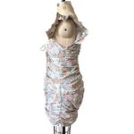 House Of CB  London Kara Pleated Cotton Dress With Floral Print Size 1+/ 10-12 Photo 4