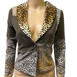 Casadei  Mixed Media Vintage Leopard Paisley Lightweight Jacket Faux Fur Collar Photo 0