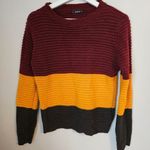 SheIn Sweater Colorblock Stripe Red Yellow Green Knit Business Casual Fall Cute Photo 5