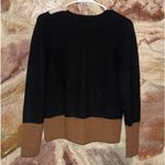 100% Cashmere V Neck Color Block Faux Cardigan Sweater size Large Black Photo 3