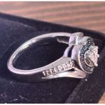 Sterling Silver Heart Shaped Ring With Blue And Clear Diamonds Size 7 Photo 6