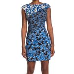 London Times Floral Printed Diagonal Sheath Dress Sleeveless Blue Size 0 Photo 1