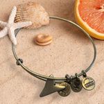 ALEX AND ANI Shark Fin Charm Silver Adjustable Bangle Bracelet Photo 0