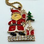 New without tags red and white crystal and enamel Santa Claus Christmas necklace Photo 11