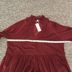 Glam NWT Burgundy Satin Babydoll Dress With Pockets Sz L Photo 6