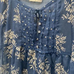 Abercrombie & Fitch  Women's Navy Blue Gold Floral Print Babydoll Blouse Top XS Photo 2