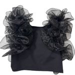 Free People  Black Ruffle Crop Top Photo 2