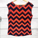 The Limited  Red & Black Chevron Zig Zag Stripe Stretch Jersey Blouse Size Small Photo 4