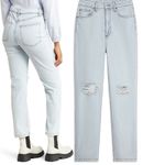 We Wore What HighRise Curvy Crop Jeans Ripped Knees Distressed Super Light Wash 29 Photo 1