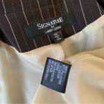Larry Levine  Signature Striped Brown White Sz 14 Fitted Blazer Photo 9