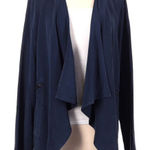 Angie Womens Open Waterfall Front Asymmetric Hem Lyocell Cardigan Jacket Navy XL Photo 0