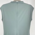 Open Edit  Funnel Mock Neck Sleeveless Midi Dress Blue Green M Slit Fitted Photo 4