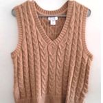 Cupcakes and Cashmere  Braided Knit Sweater Vest Tan Medium Photo 5