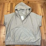 Heyson Oversized Short Sleeve Banded Waist Hooded Pullover Sweatshirt V Neck 1X Tan Photo 0