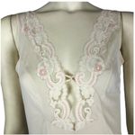 Vintage 1950's AVIAN long nightgown cream with pink lace size medium Photo 5