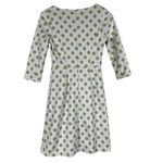 Boden Fit & Flare Dress Womens 2 White Gold Polka Dot Metallic 60s Mod Retro Photo 5